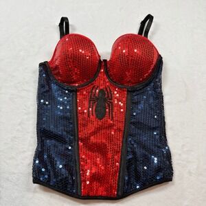 Marvel Spider-Man Sequin Corset Top Women Adult  Red Blue Good Cosplay Bustier